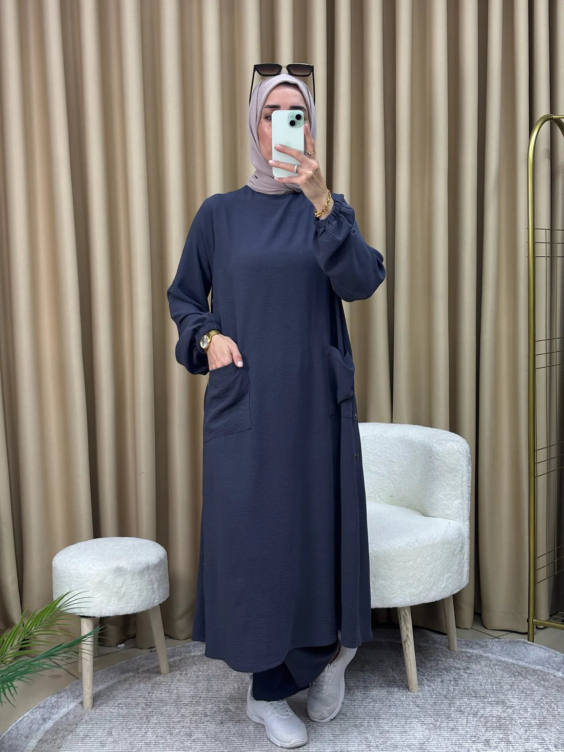 Çıtçıtlı Tunik Pantolon Takım